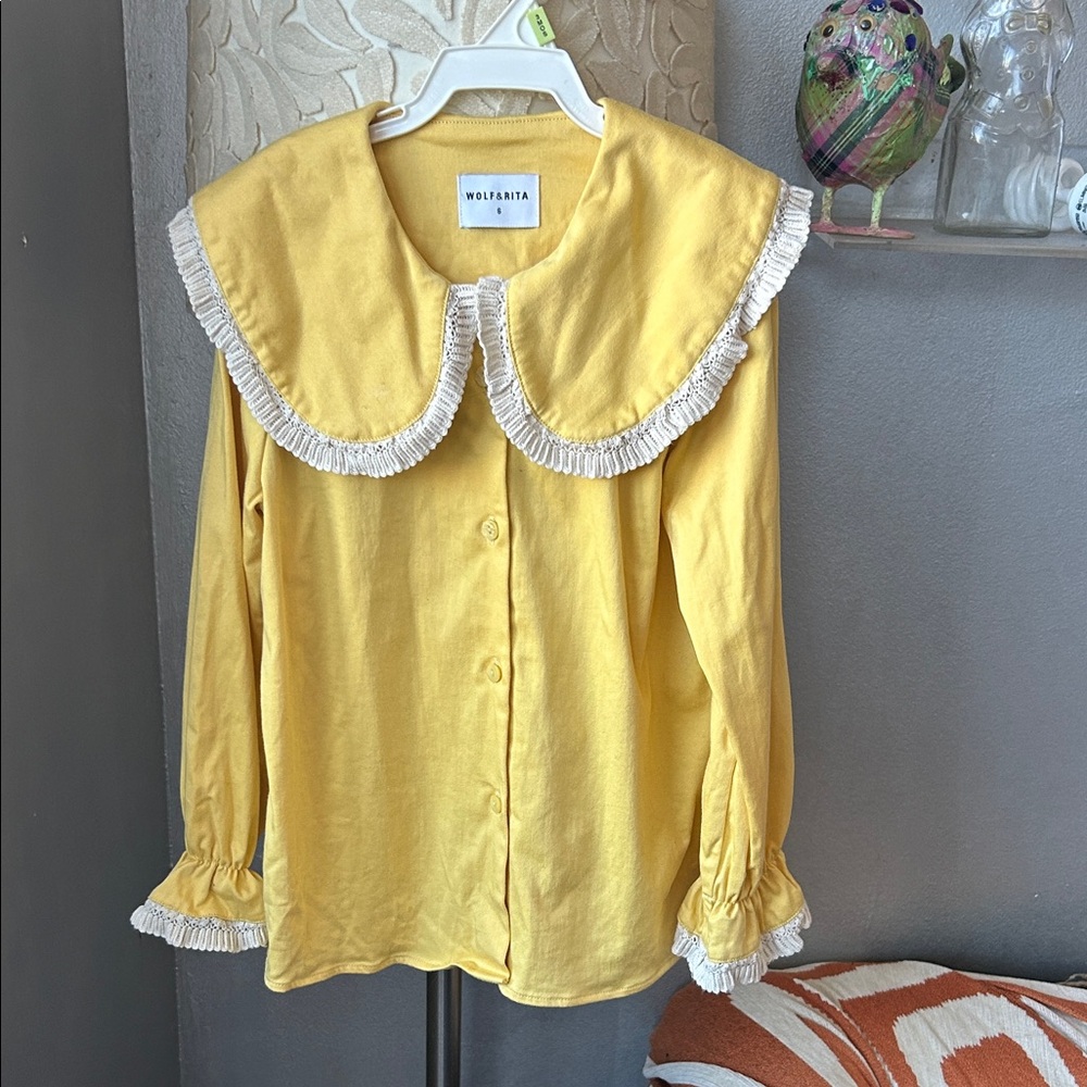 Wolf &Rita yellow Ruffled Collar Blouse